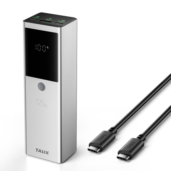 TALIX 125W Power Bank, 12800mAh Portable Laptop Charger with 240W USB-C Cable and 3-Port, PD Fast Charging Battery Pack for Laptop/Lenovo/Dell/MacBook/iPhone 17/Moto/Samsung S26
