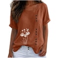 thumbnail image 6 of QUNYINEY Cotton Tshirts Women Floral Summer Short Sleeve Tunic Tops Crew Neck Loose Fit Pullover Casual Button Shirts, 6 of 6
