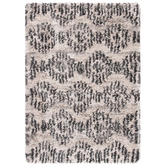SAFAVIEH Iceland Milton Chevron Shag Area Rug, Cream/Grey, 8' x 10'