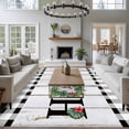 thumbnail image 4 of Area Rug 72×108in, Home Words Flowers Humpbirds Floor Carpet Living Room Rug, Black White Plaid Non-Slip Welcome Mat Indoor Rugs for Bedroom Dining Room, 4 of 9