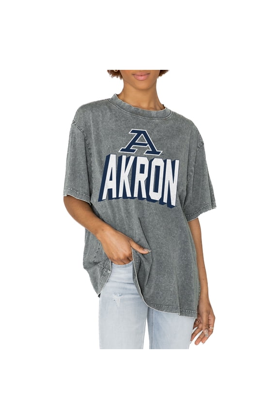 Women's Gameday Couture Gray Akron Zips Solid Defense Oversized T-Shirt