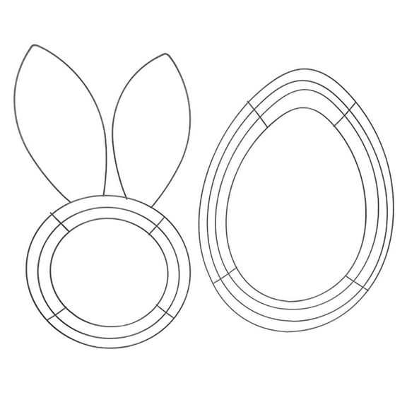 Easter Bunny & Egg Wire Wreath Frames, Set of 2 Spring DIY Craft Forms for Holiday Door Decorations
