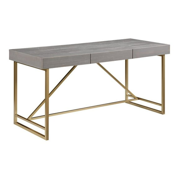 Furniture of America Teviot Wood 3-Drawer Writing Desk in Antique Gray