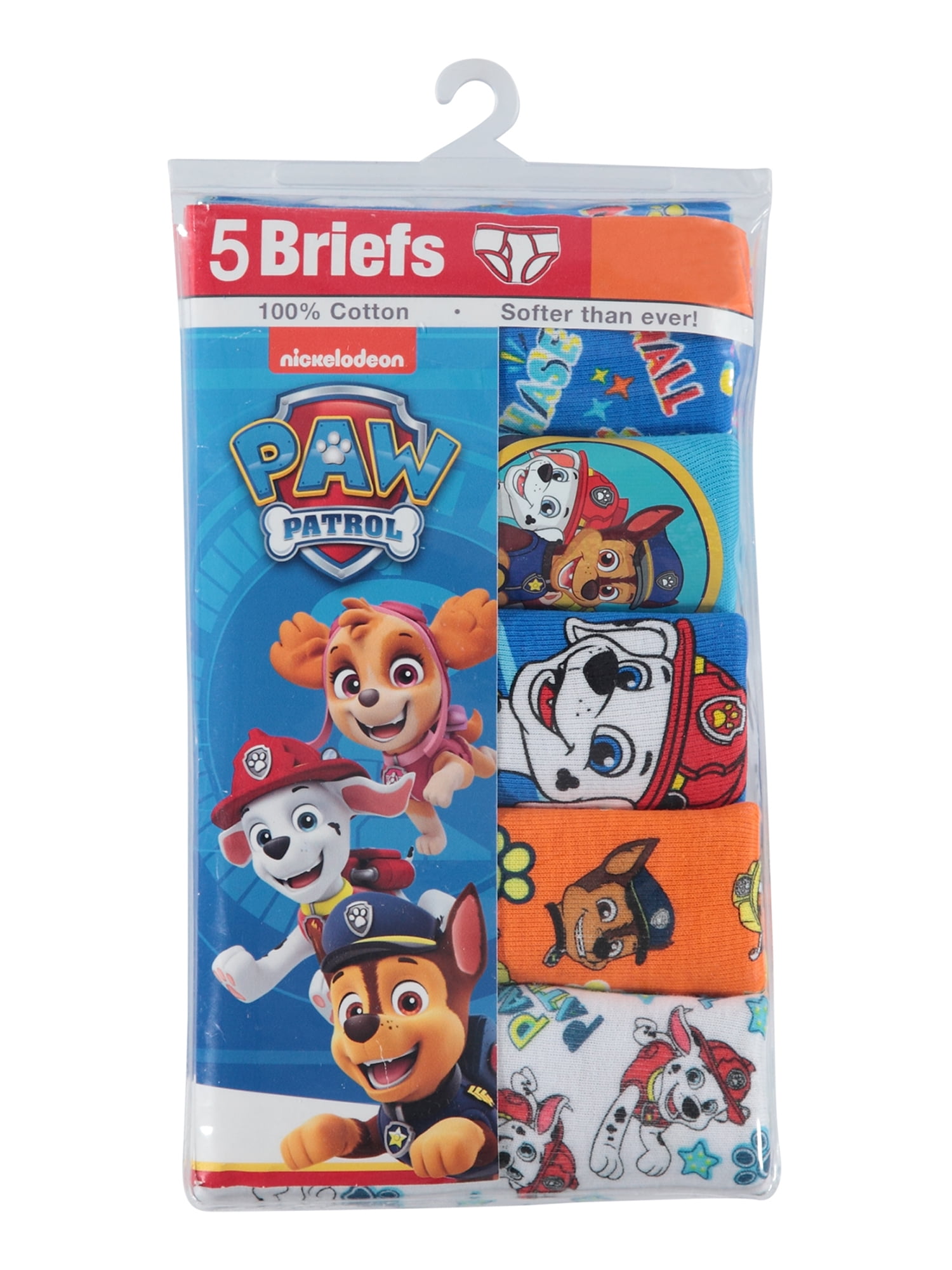 Paw Patrol Boys Underwear, 5 Pack Briefs, Sizes 4-6