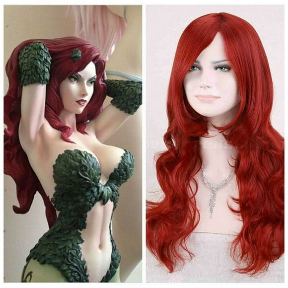 wigs COS Batman Poison Ivy Red Wig Curly Long Cosplay Daily Hair Heat Resistant Synthetic Fiber Wig