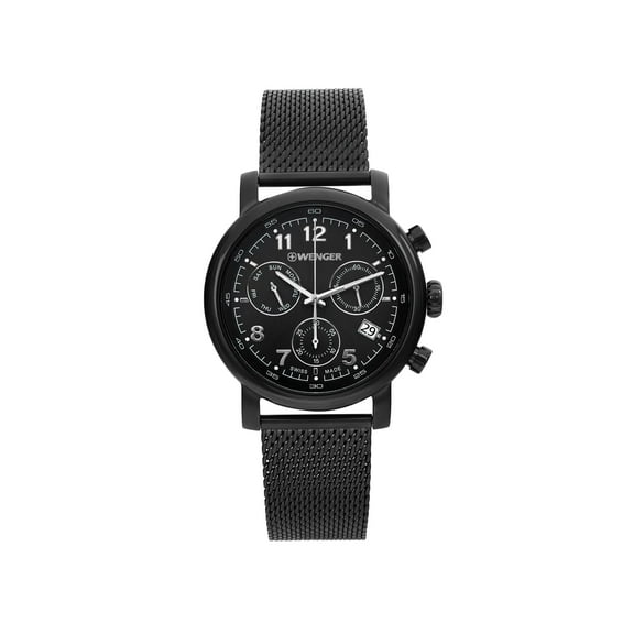 New Wenger Urban Classic Steel Black Dial Mens Quartz Watch 01.1043.108