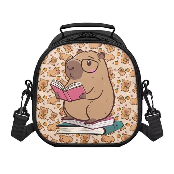 Yuyamidu Capybara Lunch Box for Boys with Adjustable Strap Portable Leakproof Kids Lunch Box Multifunctional Large Thermal Cooler Bag for School Camping Picnic