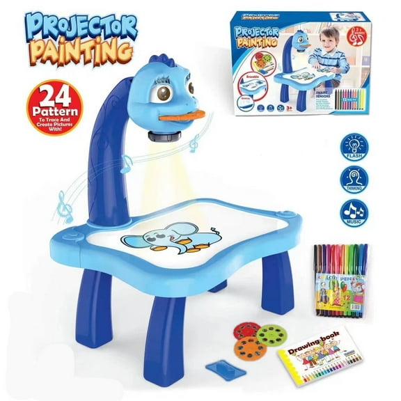CCOCC Drawing Projector,Reusable and Easy to Clean Trace and Draw Projector for Kids,Fun and Educational Toy Kids Projector Drawing,Blue