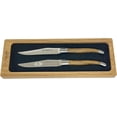 thumbnail image 4 of Laguiole en Aubrac Luxury Fully Forged Full Tang Stainless Steel Steak Knives 2-Piece Set, Teak Wood Handles, Brushed Stainless Steel Bolsters, 4 of 8