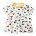 thumbnail image 1 of XDZJLR Girls Outfits Boys Cartoon Animal Print Shorts & T Shirt Kids Summer Matching With Cute Patterns Sets, 1 of 3