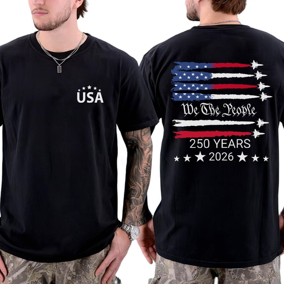 America 250th Anniversary Double Sided T-Shirt – 1776–2026 Patriotic USA Flag Graphic Tee, Freedom Independence Day 4th of July Shirt for Men & Women