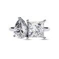 thumbnail image 2 of AFFY Toi Et Moi Ring for Women Pear and Princess Cut Lab Created Moissanite 2-Stone Engagement Anniversary Rings Jewelry Gift for Her In 14K White Gold Plated 925 Sterling Silver Size-4, 2 of 6