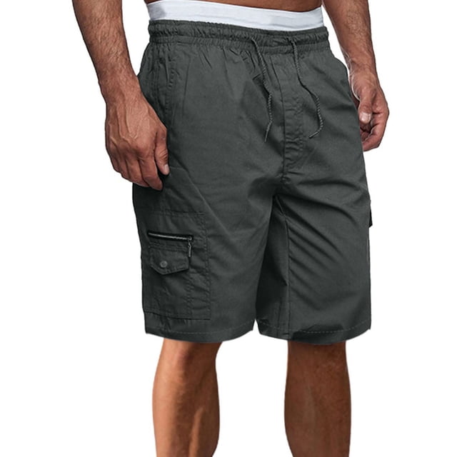 pstuiky Pantalones cortos casuales para hombre, Pantalones cortos rectos de cintura elástica con bolsillos sólidos informales para hombre Pantalones cortos de golf