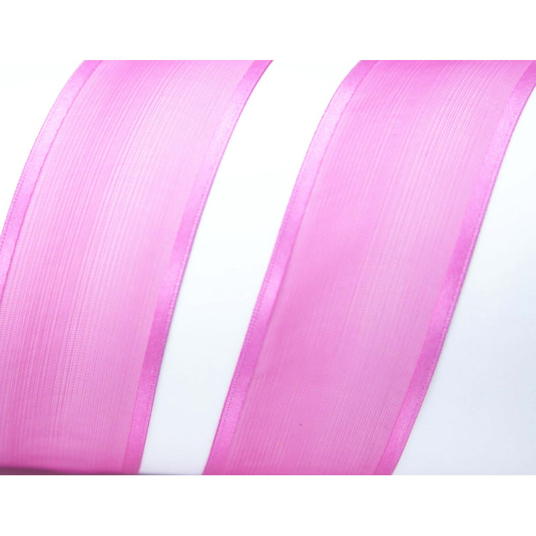 Offray Ribbon, Pink 1 1/2 inch Wired Sheer Ribbon for Floral