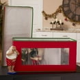 thumbnail image 5 of Household Essentials Holiday Figurine Storage Box, Windowed Storage with Lid, 8 Storage Compartments, Double Handles, Red with Green Trim, 5 of 9