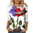 thumbnail image 2 of Pntutb Grande Taille Liquidation! T-Shirt Imprimé de la Fête de l'Indépendance pour Femmes Blouse à Manches 3/4 Col Rond Hauts Décontractés, 2 of 4