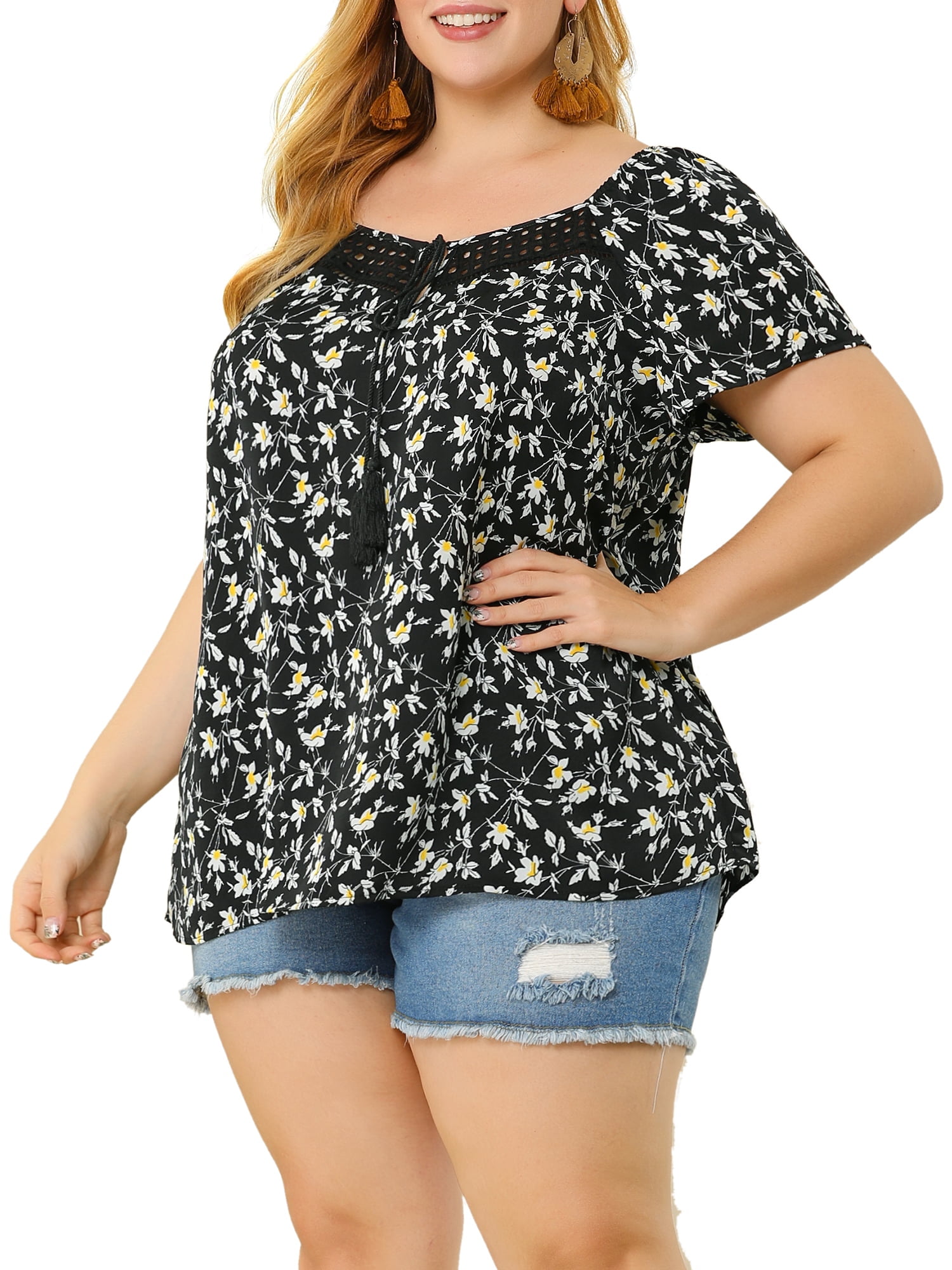 black peasant top plus size