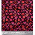 thumbnail image 1 of Soimoi Black Heavy Canvas Fabric Heart & Lips Women Fabric Prints By Yard 58 Inch Wide, 1 of 3