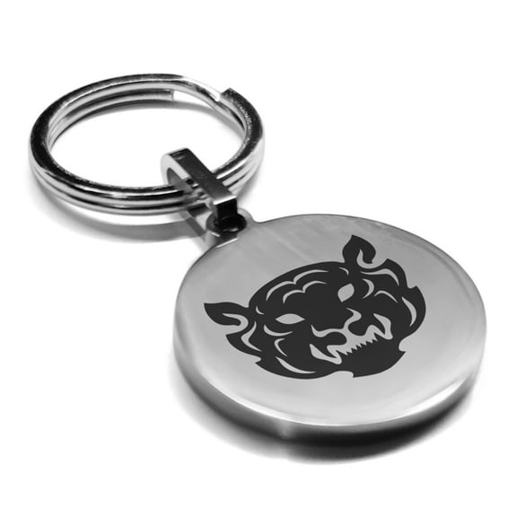 Stainless Steel Year of the Tiger Zodiac Round Medallion Keychain Circle Ring