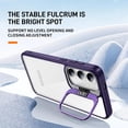 thumbnail image 2 of Compatible with Samsung Galaxy S24 Plus Case Clear Case with Camera Hidden Kickstand Foldable Stand Men Women Girls Phone Case Slim Soft TPU Translucent Shockproof Phone Cover, Dark Purple, 2 of 8