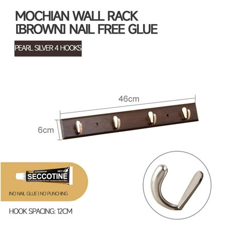 

Wall Mounted Coat Rack High Load Bearing Hanging Clothes Jacket for Bedroom Coffee 4 Hooks Nail-free Glue