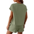 thumbnail image 6 of Two Piece Lounge Sets for Women Crew Neck Short Sleeve Shirt and Matching Shorts Summer Casual Sweatsuits, 6 of 6