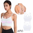 thumbnail image 4 of EHQJNJ Lace Bralette Plus Size Pack 2Pc Womens Cross Back Sport Bras Padded Strappy Criss Cross Cropped Bras for Yoga Workout Fitness Low Impact Bras Black Bralette Leather Black Bralette Top, 4 of 5