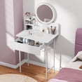 thumbnail image 3 of Wharick Vanity Desk, Makeup Vanity Set with 1 Drawers, Dimmable LED Lighted Mirror, Bedroom Dressing Table (23.62x15.75x49.61 inch), 3 of 6