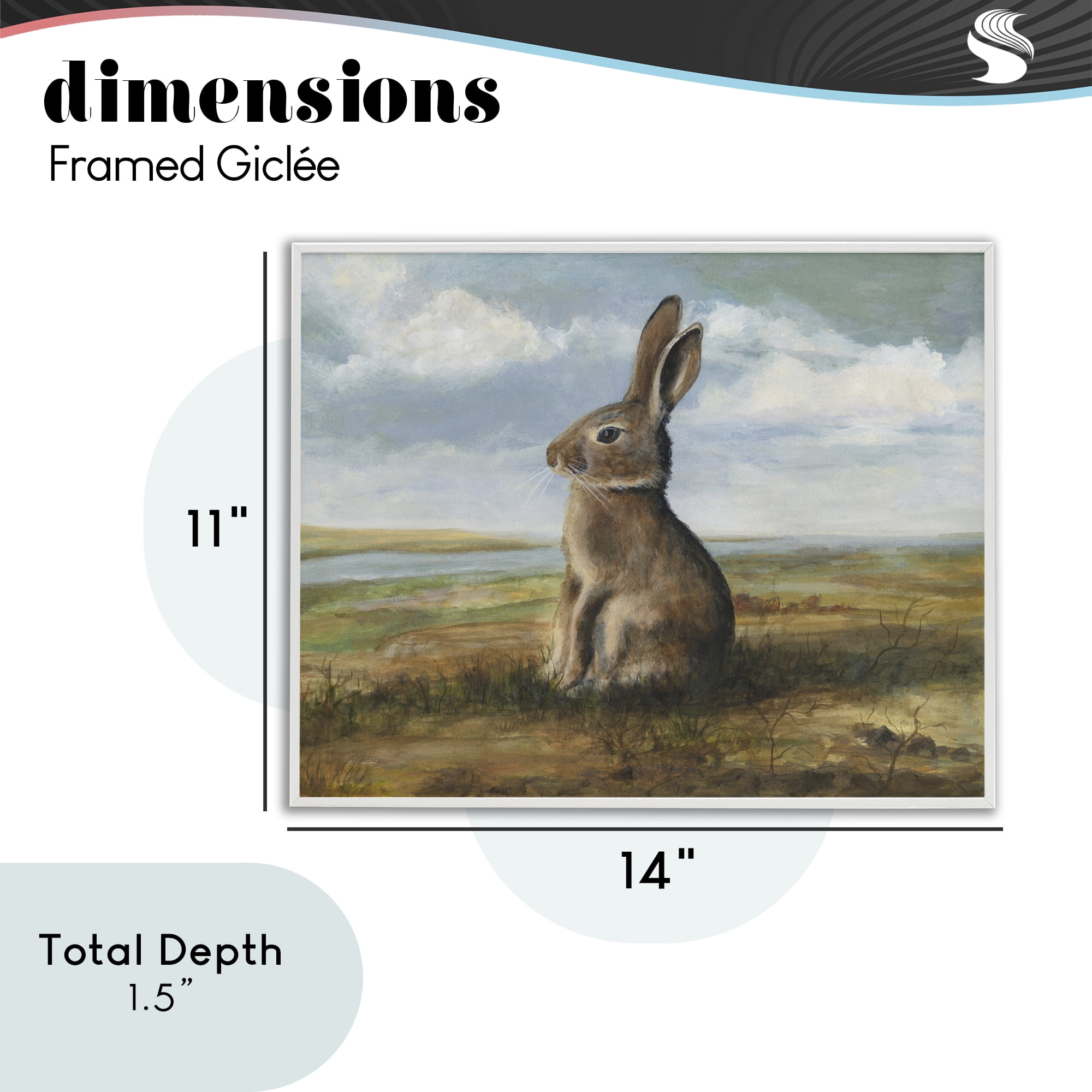 Stupell Industries Classic Rabbit in Countryside White Framed Giclee Art, design by Michael Willett