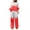 Red, variant on Linen Set for Women Trendy Color Block Round Neck Long Sleeve Blouse Long Pants Elastic Waist Loungewear Sets Black