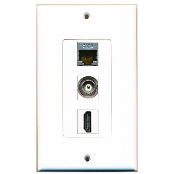 RiteAV - 1 Port HDMI and 1 Port Shielded Cat6 Ethernet and 1 Port BNC Decorative Wall Plate Decorative
