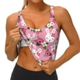 thumbnail image 4 of Fotbe Rose Rabbit Pattern Womens' Sports Bra Longline Wirefree Padded with Medium Support Sports Moisture-Wicking Workou Vest,Tank Top-XX-Large, 4 of 9