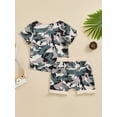 thumbnail image 3 of Suealasg Toddler Boys Summer Outfits Clothes 6M 1T 2T 3T Short Sleeve Camouflage Print T-Shirt Tops Elastic Shorts 2Pcs Causal Beach Clothing for Baby Boy, 3 of 7