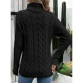 thumbnail image 5 of Women Turtle-Neck Sweaters Cable Knit Long Sleeve Pullover Jumper Tops Fall Winter Casual Solid Sweater Black M, 5 of 6