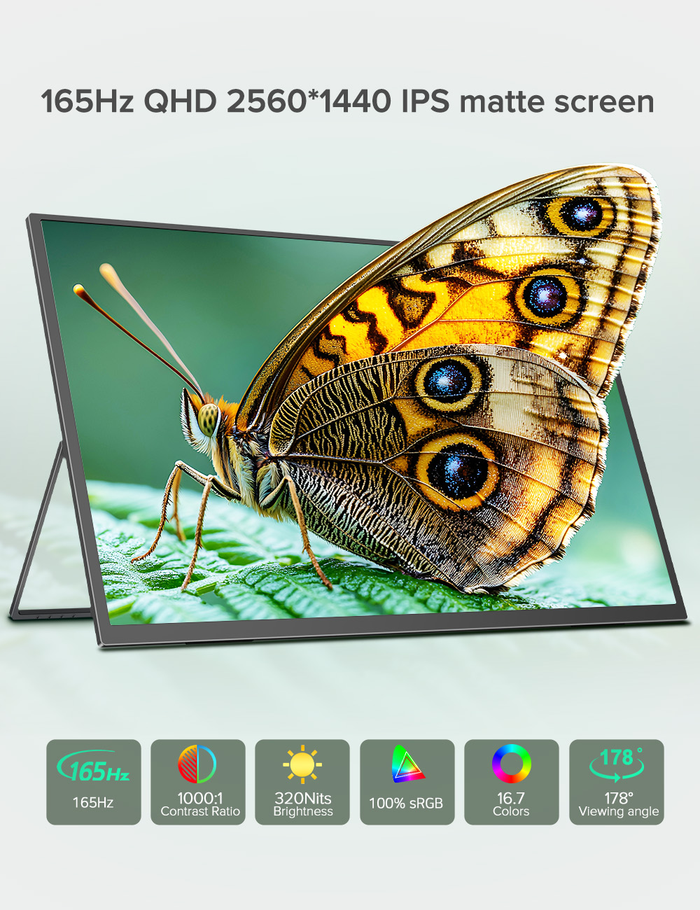 UPERFECT 24.5 Inch Computer Monitor 165Hz 2560*1440P Portable Monitor