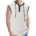 thumbnail image 1 of Top Abrigo de los Hombres de Color Sólido sin Mangas con Capucha, Diseño de Cordón de Botón Abrigo de Moda de Ocio, 1 of 4