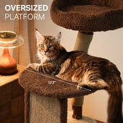 Sopapets 40.2''H Cat Tree Tower Natural Wood Aesthetic Scratching Board&Posts 1 Condo For Large Cats, Brown