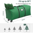 thumbnail image 3 of Rolling Christmas Tree Storage Bag for Up to 9Ft Trees, Waterproof & Anti-Tear 600D Oxford Fabric with Wheels, Handles, Zippers & Buckle Straps. (Green), 3 of 7
