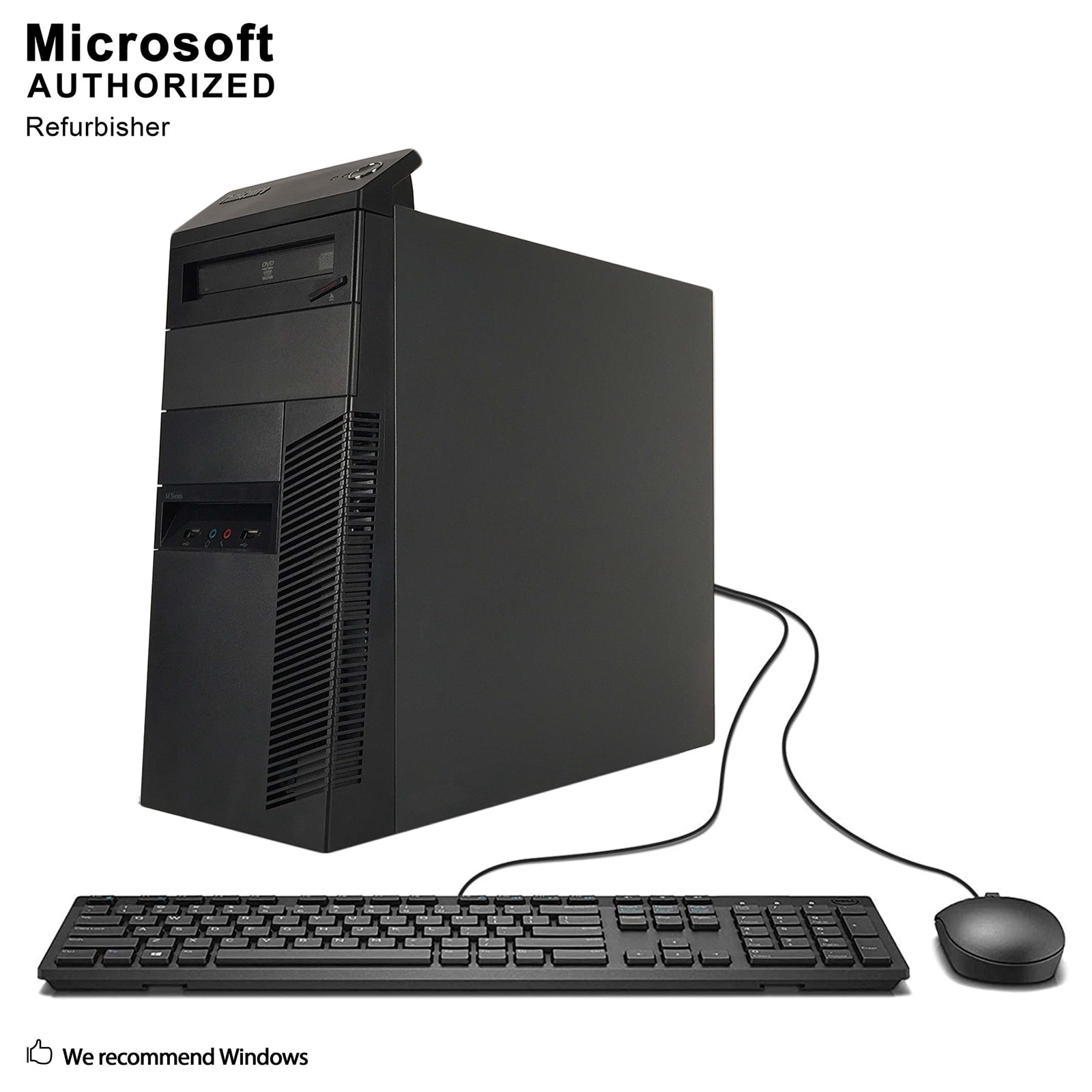 Lenovo ThinkCentre M92P Tower Desktop PC, Intel Quad Core I5-3470 3.2Ghz, 12G DDR3, 128G SSD+500G HDD, DVDRW, VGA, DP, WiFi, Bluetooth, Mouse and Keyboard, Windows 10 Pro 64 Bit Used Grade A