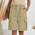 thumbnail image 6 of HKYNLAG Women's Bermuda Short Casual Multi-Pockets Bermuda Cargo Shorts Solid Classic Knee Length Summer Hiking Shorts Khaki M, 6 of 7