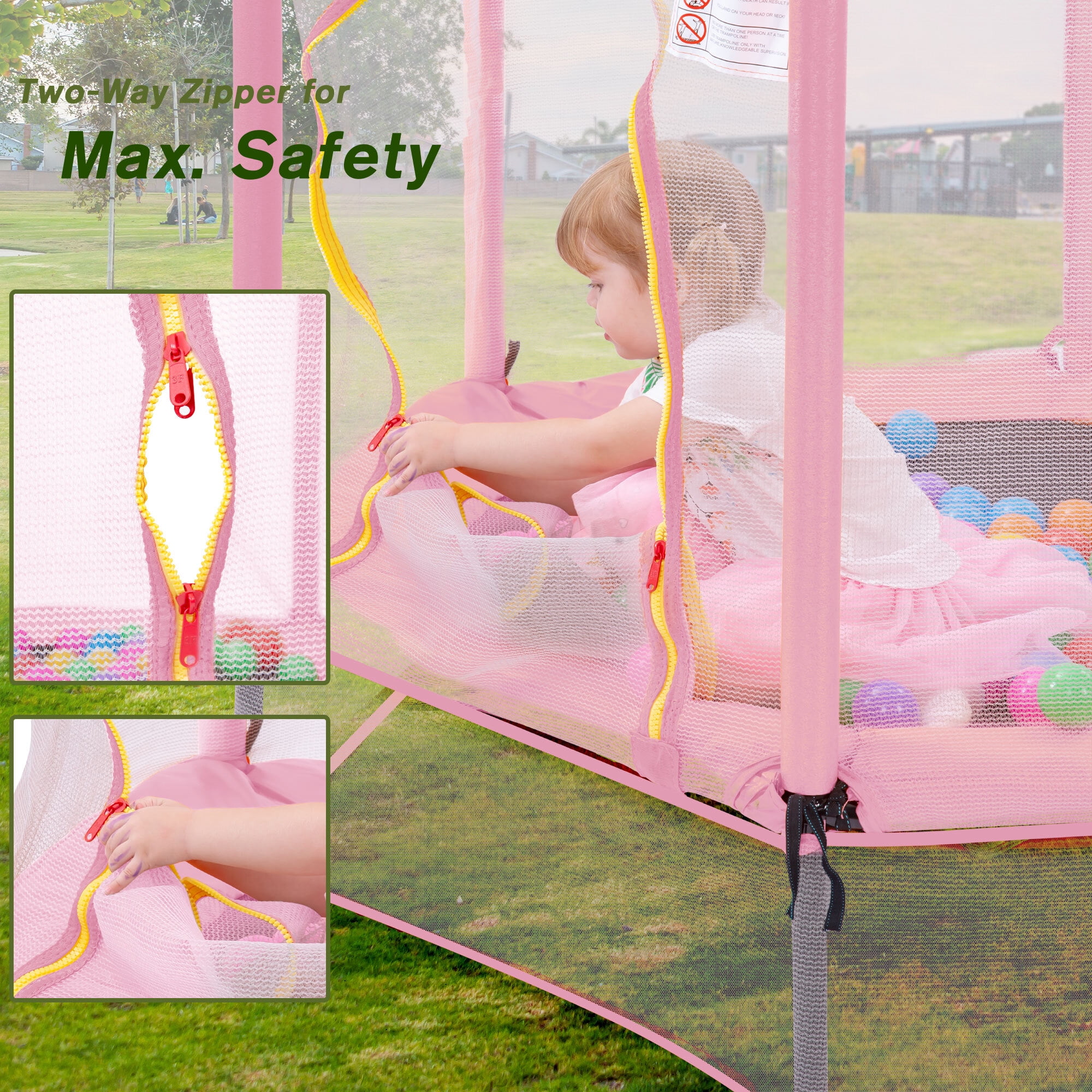 EUROCO 55" Mini Trampoline with Safety Enclosure Net, 4.5FT Indoor & Outdoor Toddler Trampoline with No-Gap Design, Small Trampoline for Kids Easy to Assemble