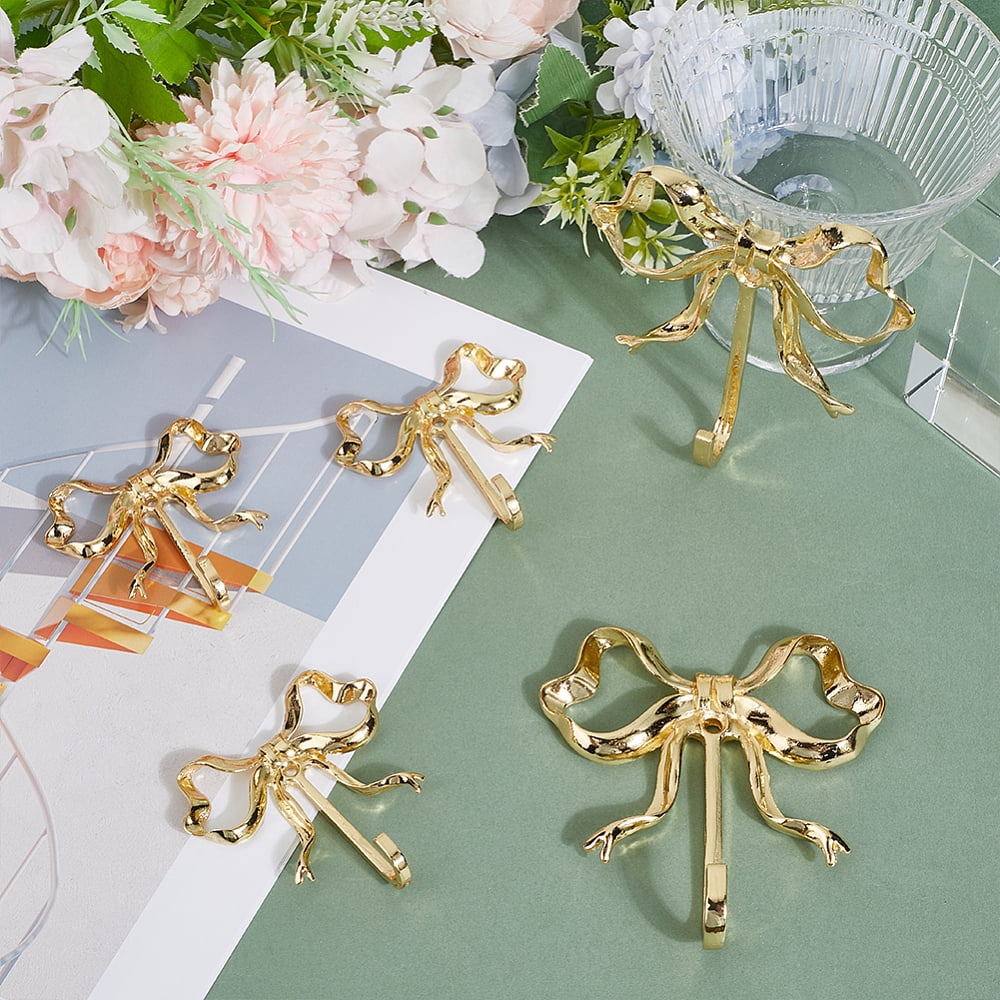 5 Bags 2 Styles Alloy Hook Hangers Bowknot Golden 68~100x66.5~95x17~23.5mm diy