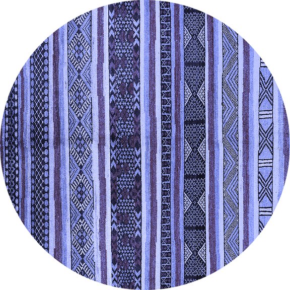 Ahgly Company Indoor Round Oriental Blue Industrial Area Rugs, 7' Round