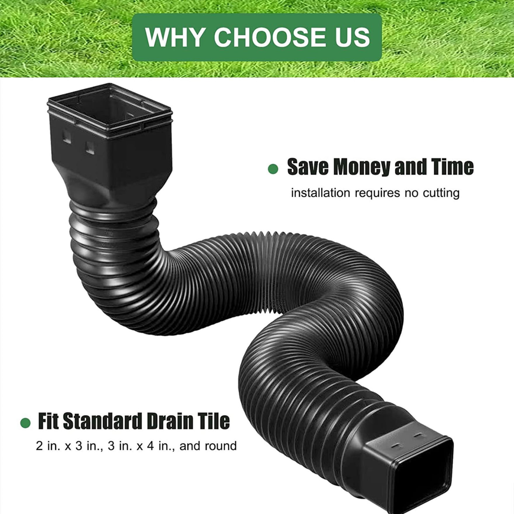 NVPPXV Rain Gutter Downspout Extensions Flexible Universal Drain Pipe