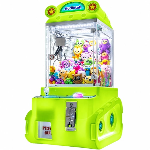 Maquina Garra Peluches Audiotek Mini Doll Caza Luz Led Sonido Verde