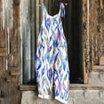 thumbnail image 2 of Jinhomg Womens Casual Sleeveless Romper Plus Size Spaghetti Strap Jumpsuit Loose Fit Comfy Floral Print Crew Neck Overalls with Pockets Blue XXXXXL, 2 of 6
