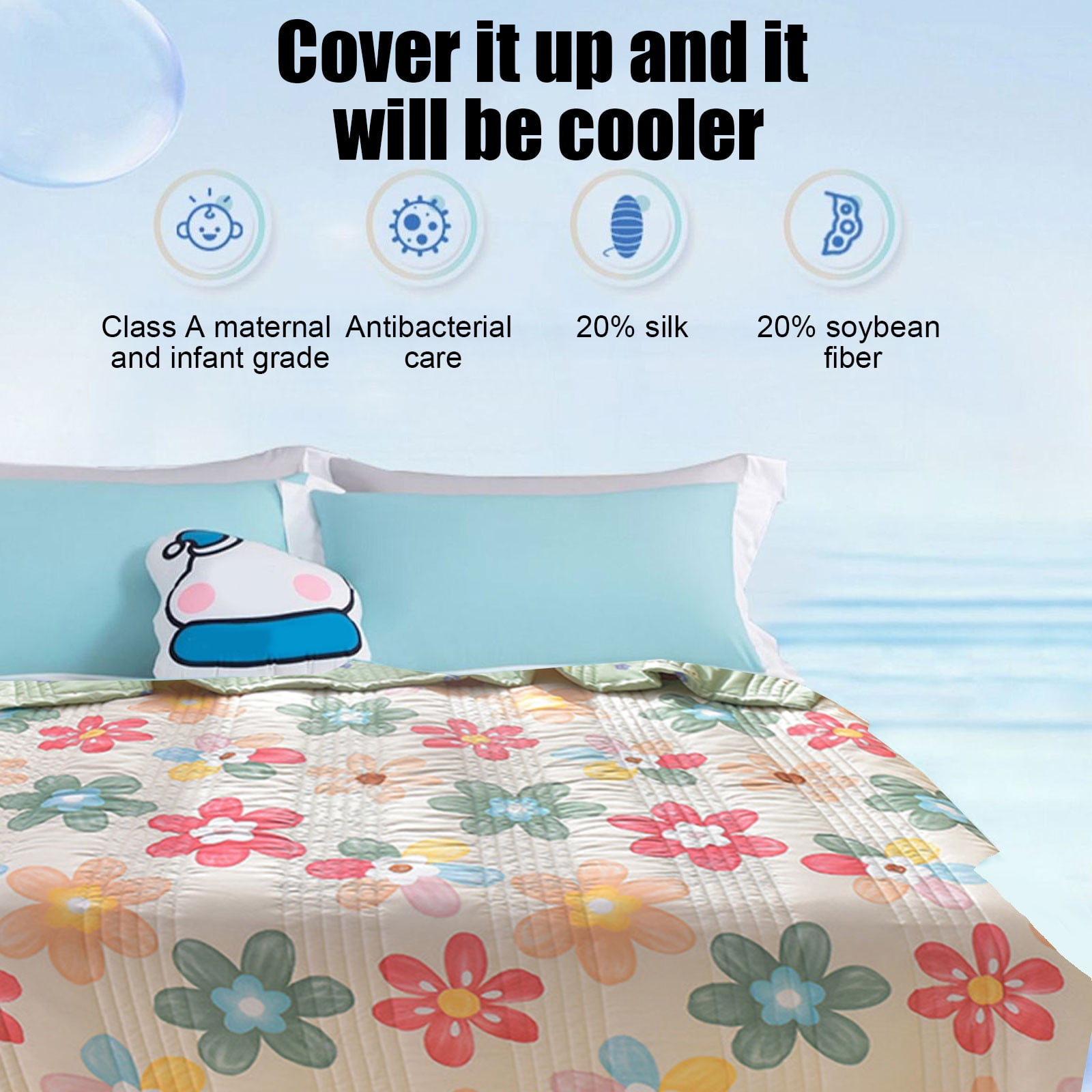 Cooling Comforter Quilted Spring Summer Quilt Soft Lightweight Duvet Summer Blanket Breathable Blankets D 39"x59" Clearance!