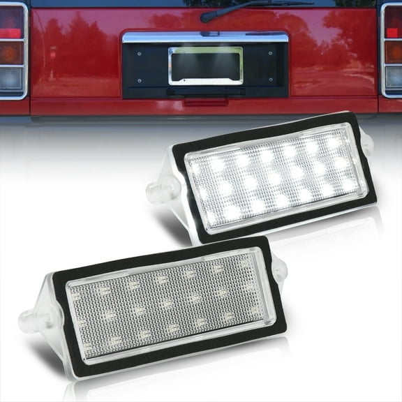 AJP Distributors White SMD LED License Plate Lights Rear Bumper Tail Lift Gate Lamps Tag Assembly Set Compatible/Replacement For Cadillac DeVille Seville / Hummer H2 2003 2004 2005 2006 2007 2008 2009