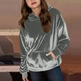 thumbnail image 2 of Mercatoo Girls Oversized Ho𝐨die Sweatshirts Velour Casual Long Sleeve Cute Lightweight Pullover Tops with Pocket Kids Solid Sweatshirt, 2 of 6