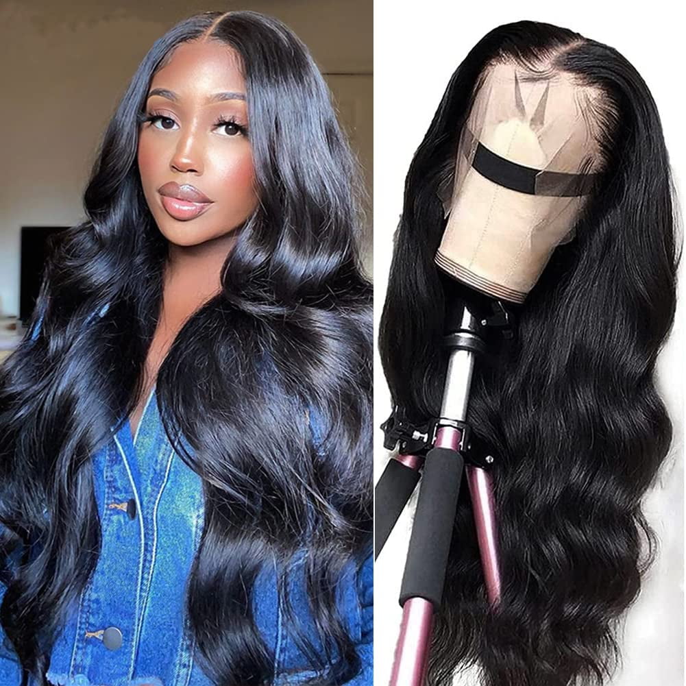 nipocaio Lace Front Wig Human Hair Wig Body Wave 13x4 Lace Frontal Wig 180 Density Unprocessed Brazilian Virgin Human Hair Pre Plucked for Black Women Free Part Natural Color 24 Inches Walmart